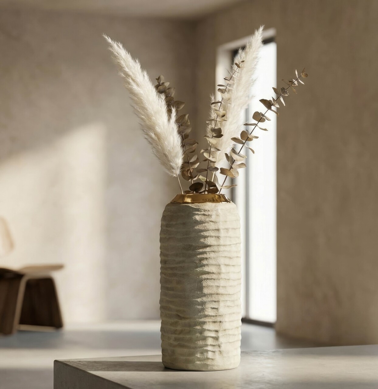 Vaza decorativa, Mauro Ferretti, Lima, 14x30 cm, ceramica, gri/auriu - imagine 7